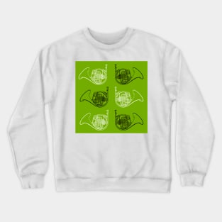 Lime Green French Horn Pattern Crewneck Sweatshirt